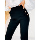 Dámské elegantní kalhoty s vysokým pasem a knoflíčky - černé