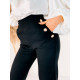Dámské elegantní kalhoty s vysokým pasem a knoflíčky - černé