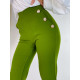 Dámské elegantní kalhoty s vysokým pasem a knoflíčky - zelené