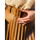 Hnědá koženková plisovaná sukně s páskem - KAZOVÉ
