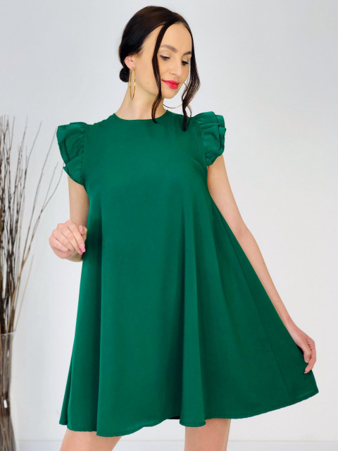 Dámské volánové šaty - zelené - KAZOVÉ