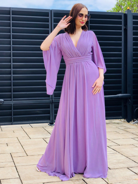 Dámské dlouhé fialové společenské šaty Grece