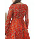 Exkluzivní dámské dlouhé áčkové společenské šaty - červené