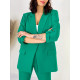 Dámský zelený luxusní kalhotový kostým s rozparky