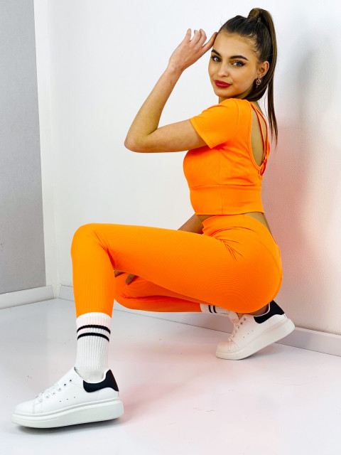 Dámská neonově-oranžová fitness sada na cvičení