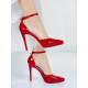 Dámské sandály s vysokým tenkým podpatkem - červené