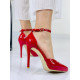 Dámské sandály s vysokým tenkým podpatkem - červené