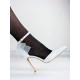 Dámské saténové sandály s mašlí na vysokém podpatku - bílé
