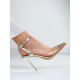 Exkluzivní dámské transparentní sandály s kamínky - zlaté