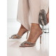 Dámské transparentní sandály s kamínky - stříbrné