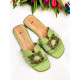 Dámské zelené pantofle s brož a kamínky - Herme