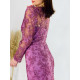 Exkluzivní dámské dlouhé společenské šaty s flitry pro moletky - fialové