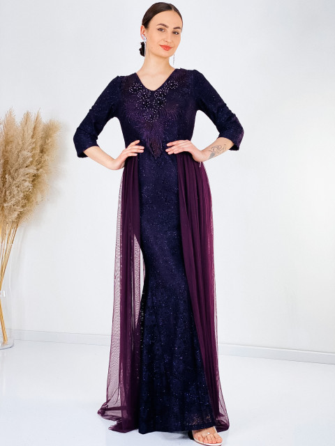 Dámské dlouhé společenské šaty Flon - fialové