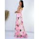 Dámské dlouhé květované společenské šaty Amal - růžové