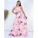 Dámské dlouhé květované společenské šaty Amal - růžové