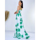 Dámské společenské šaty pro moletky s květovaným potiskem - zelené