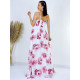 Dámské společenské šaty pro moletky s květovaným potiskem - růžové