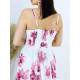 Dámské společenské šaty pro moletky s květovaným potiskem - růžové
