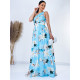 Dámské dlouhé květované společenské šaty Amal - světle modré