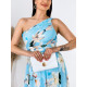 Dámské dlouhé květované společenské šaty Amal - světle modré