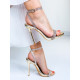 Exkluzivní dámské sandály s ozdobnými kamínky na vysokém podpatku - zlaté