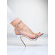 Exkluzivní dámské sandály s ozdobnými kamínky na vysokém podpatku - stříbrné