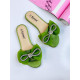 Dámské pantofle s mašlí a ozdobnými kamínky - zelené