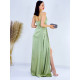 Dámské luxusní dlouhé společenské šaty s rozparkem - zelené