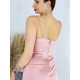 Dámské luxusní dlouhé společenské šaty s rozparkem - růžové