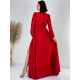 Dámské dlouhé saténové šaty s dlouhým rukávem Vanes - červené