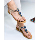 Exkluzivní dámské modré prošívané sandály s kamínky