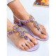 Exkluzivní dámské fialové prošívané sandály s kamínky