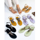 Exkluzivní dámské fialové prošívané sandály s kamínky