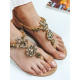 Exkluzivní dámské zlaté prošívané sandály s kamínky