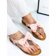 Dámské růžové sandály s kamínky a tylovou mašlí