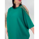 Zelené společenské šaty pro moletky se zdobením na rameni