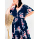 Dámské společenské šaty s květovaným potiskem pro moletky - modré - AFORA
