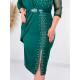 Luxusní společenské šaty s perlami a páskem pro moletky - zelené