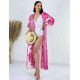 Dámské dlouhé exkluzivní kimono/šaty s knoflíčky - růžové