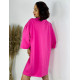 Dámské růžové oversize teplákové šaty s tříčtvrtečním rukávem