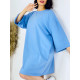 Dámské modré oversize teplákové šaty s tříčtvrtečním rukávem
