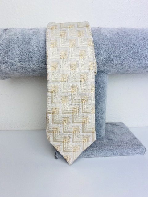 Pánská béžová úzká kravata
