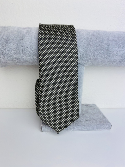 Pánská béžovo-černá úzká kravata