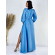 Dámské dlouhé společenské šaty s dlouhým rukávem Vanes - světle modré