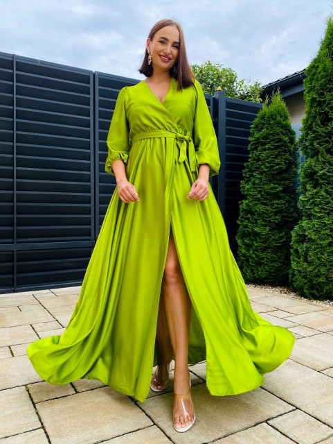 Dámské dlouhé společenské šaty s dlouhým rukávem Vanes - zelené
