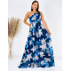 Dámské dlouhé květované společenské šaty Amal - modré