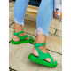 Dámské letní sandály na platformě se zapínáním kolem kotníku - zelené