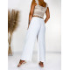 Letní dámské plisované široké kalhoty - bílé
