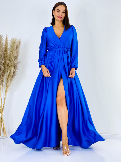 Dámské dlouhé společenské šaty s dlouhým rukávem Vanes- královské modré