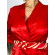 Dámské červené saténové společenské šaty s páskem pro moletky